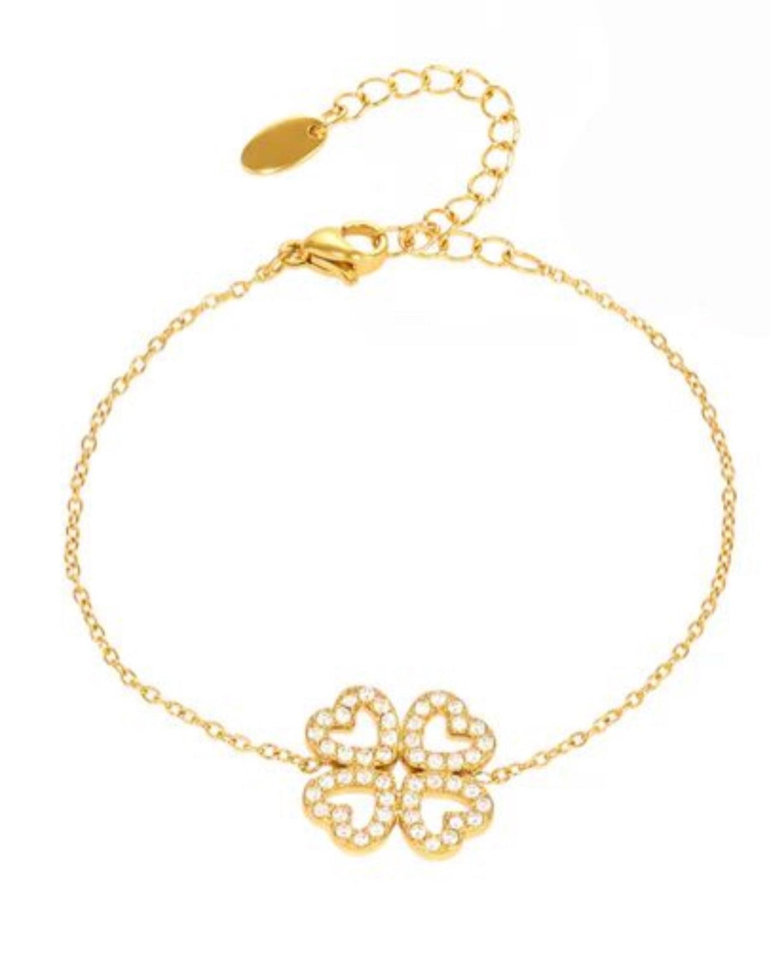 Gold bracelet with a clover clasp for her