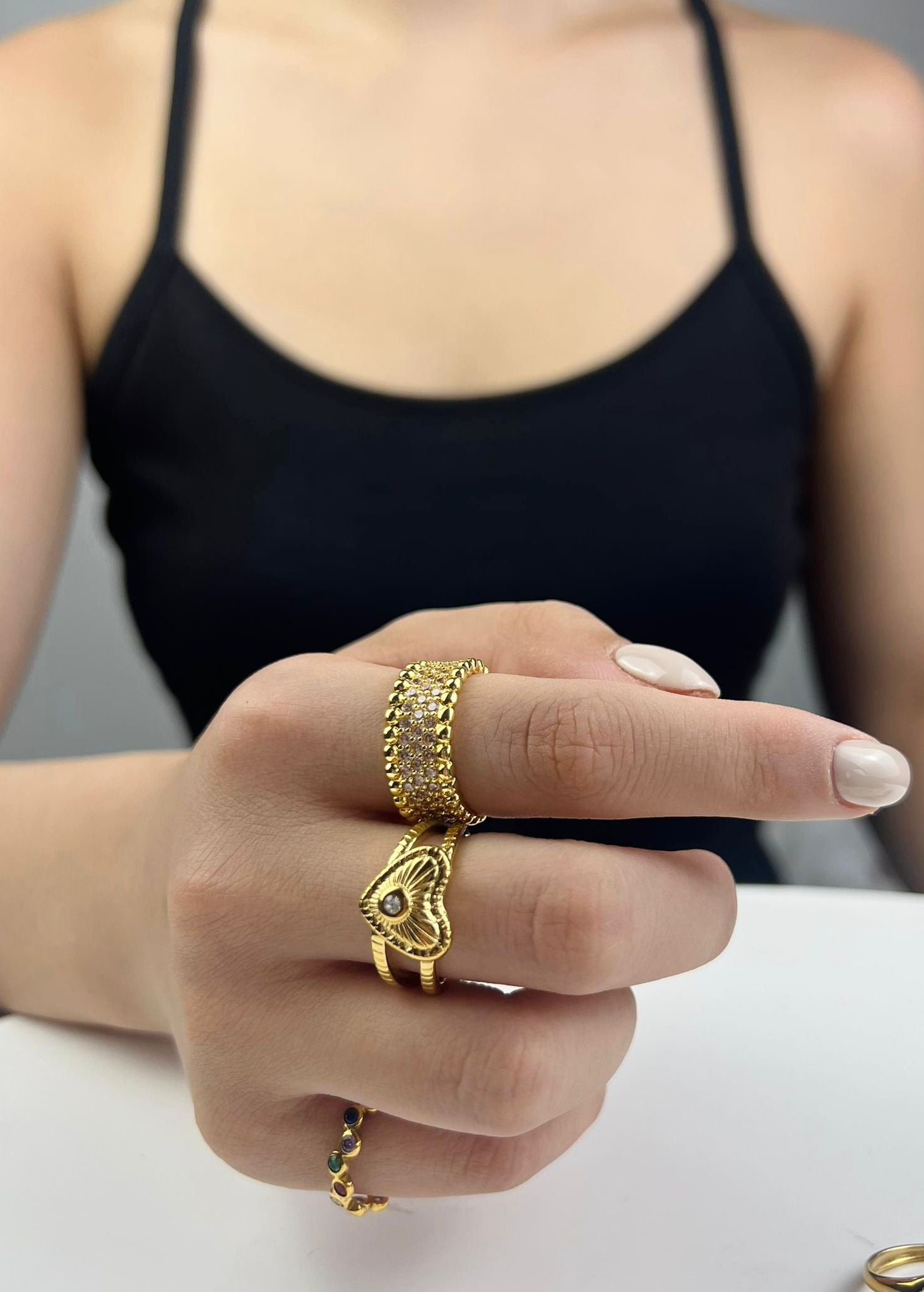 Designer adjustable gold ring for her