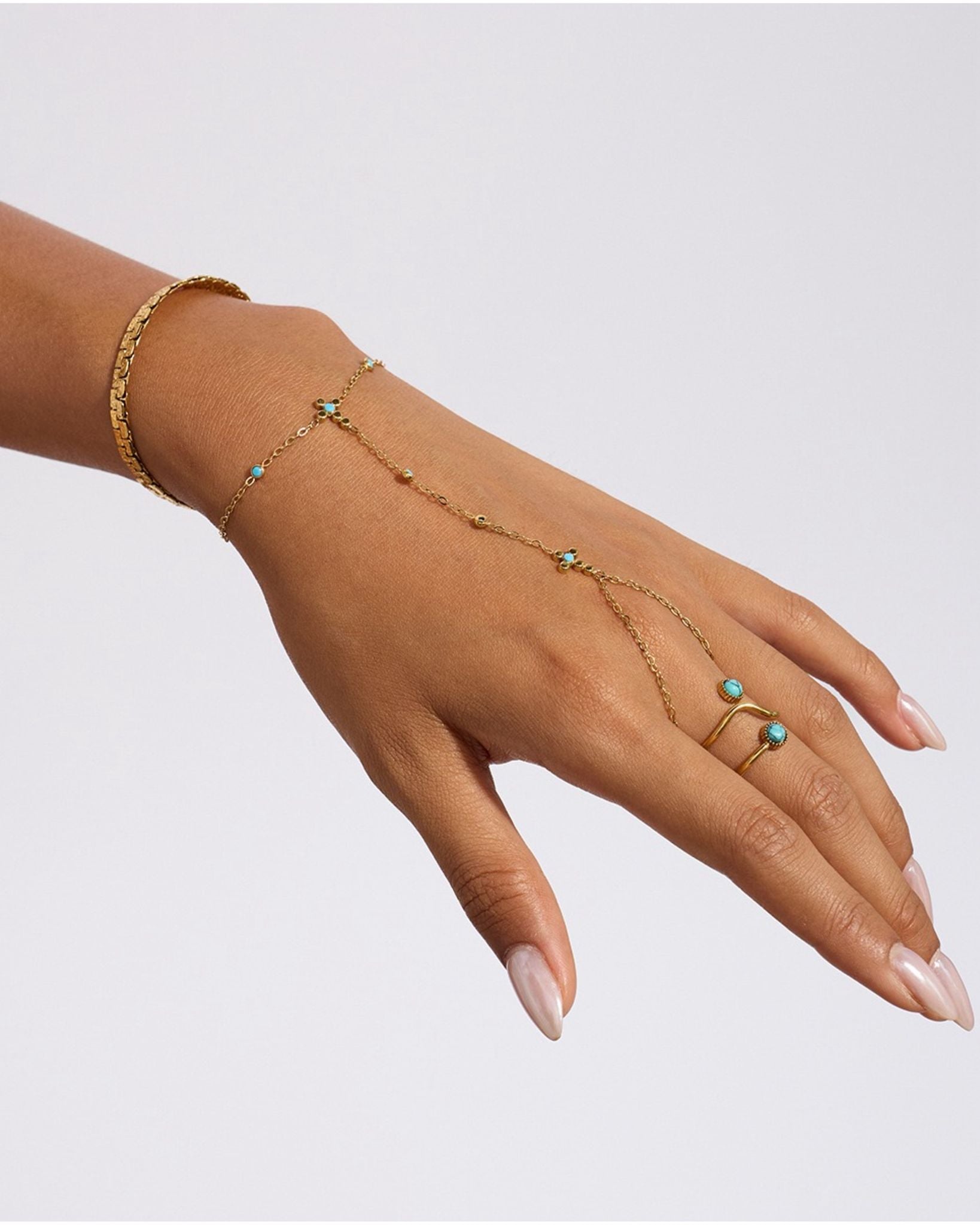 Aquamarine Hand Chain Bracelet for gift 