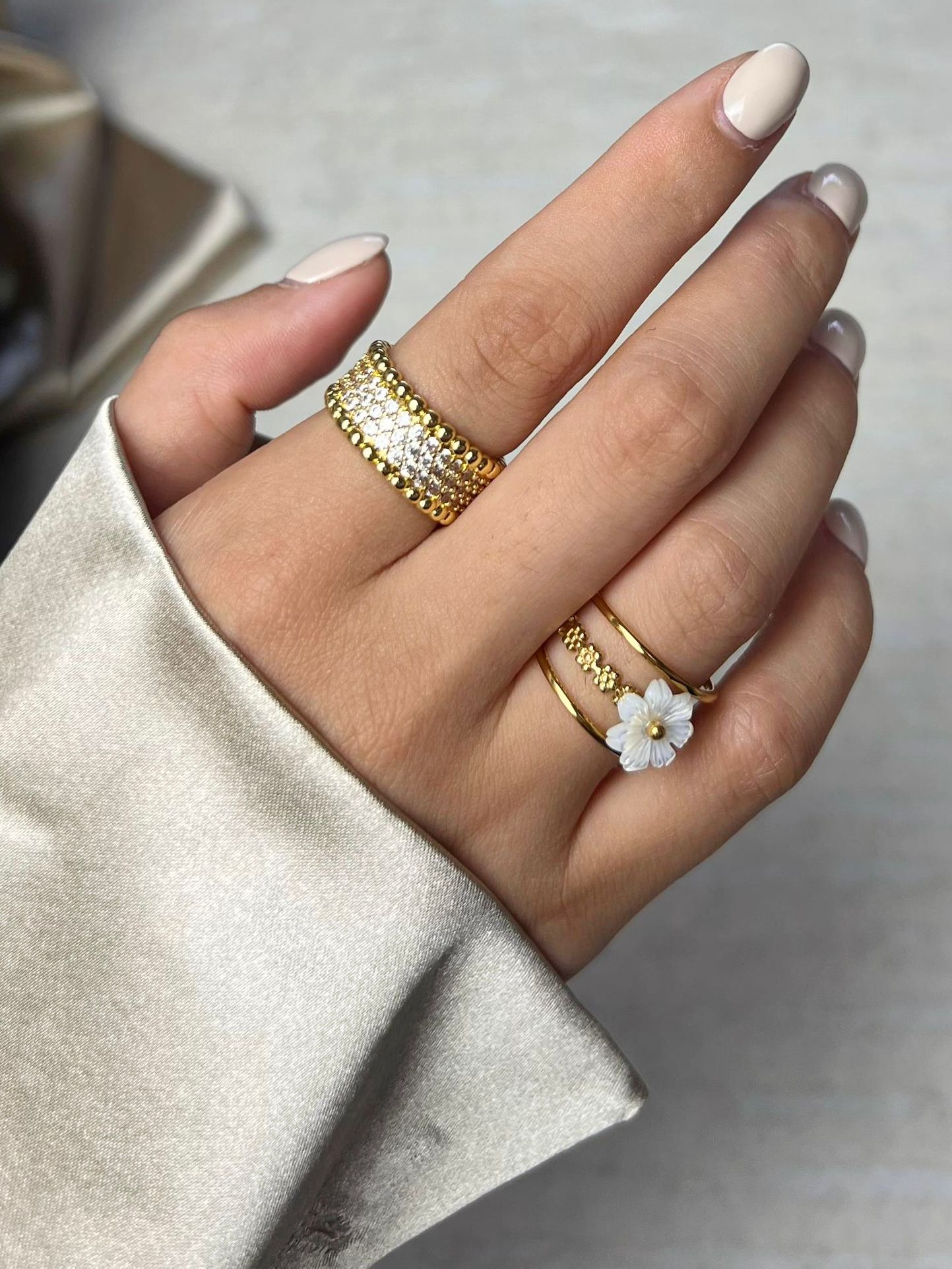 Floral stainless steel ring for her