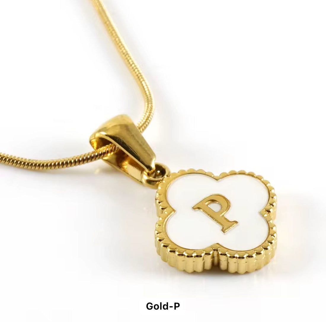 CLOVER SHELL LETTER NECKLACE