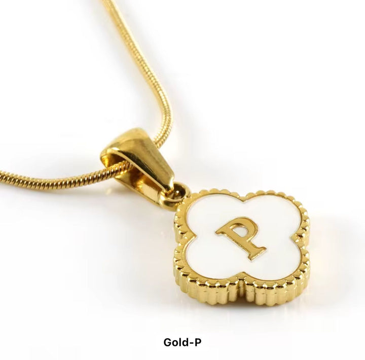 CLOVER SHELL LETTER NECKLACE