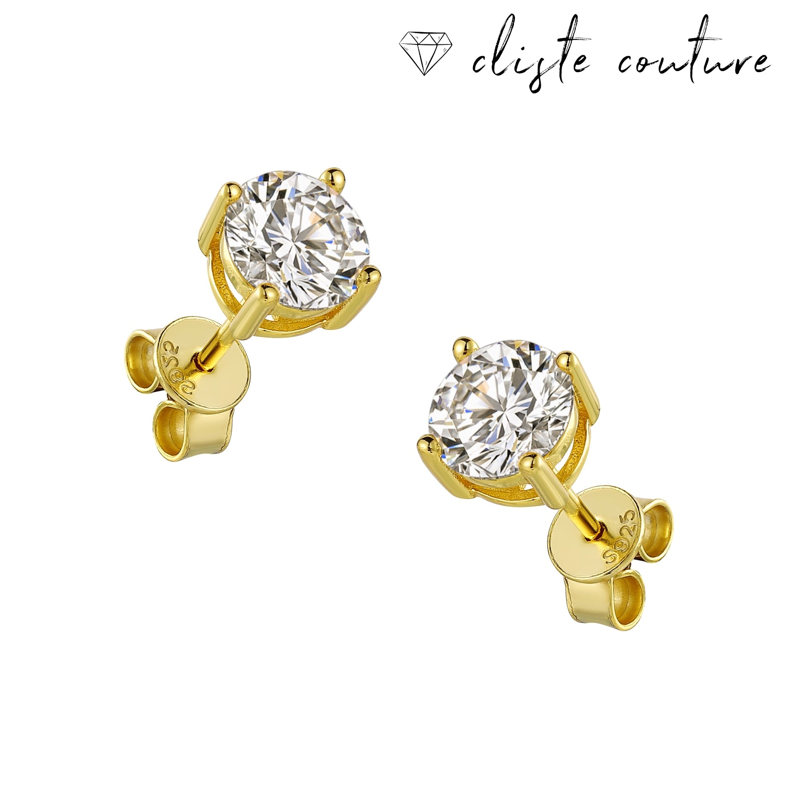 AKIRA 18k Gold Plated with 0.8 Karat Moissanite Diamond Studs