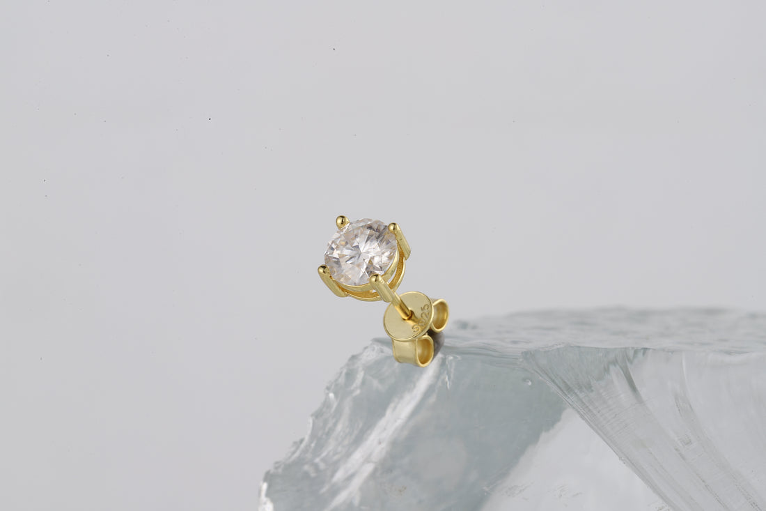 AKIRA 18k Gold Plated with  0.8karat Moissanite Diamond Studs