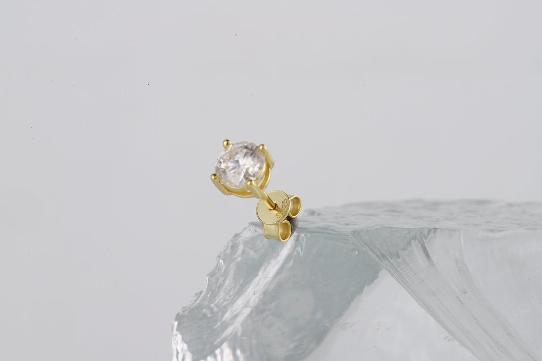 AKIRA 18k Gold Plated with  0.8karat Moissanite Diamond Studs