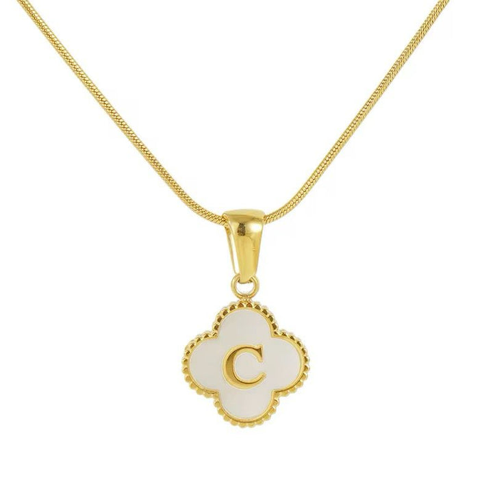 CLOVER SHELL LETTER NECKLACE