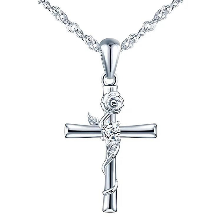 TAMARA FLORAL CROSS NECKLACE