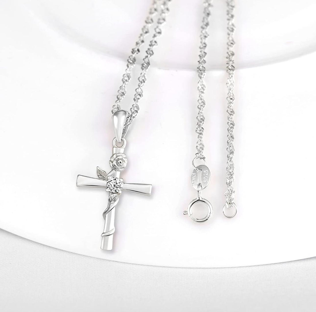 TAMARA FLORAL CROSS NECKLACE