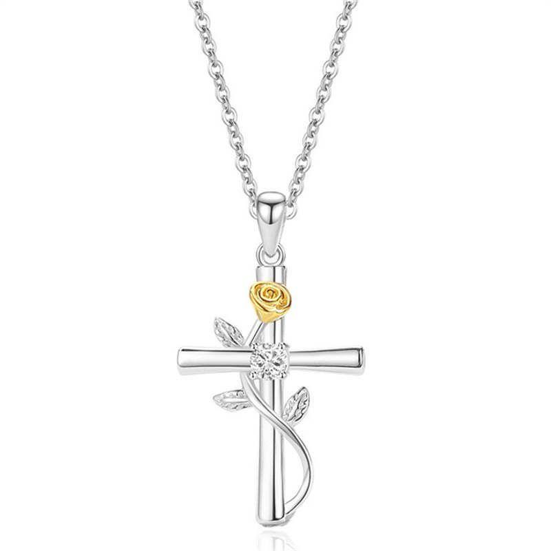 TAMARA FLORAL CROSS NECKLACE