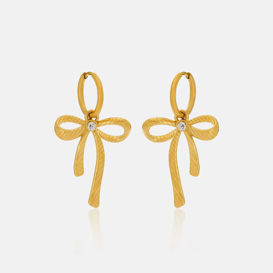ZIRCON BOW EARRING