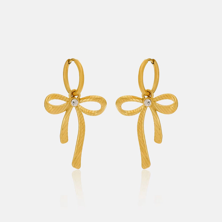 ZIRCON BOW EARRING