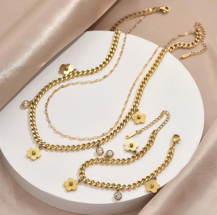 ROMA DOUBLE CHAIN CLOVER SET