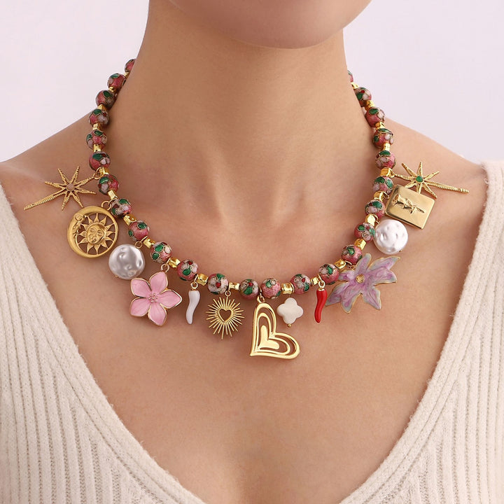 FOREVER BEADS MULTI CHARM NECKLACE