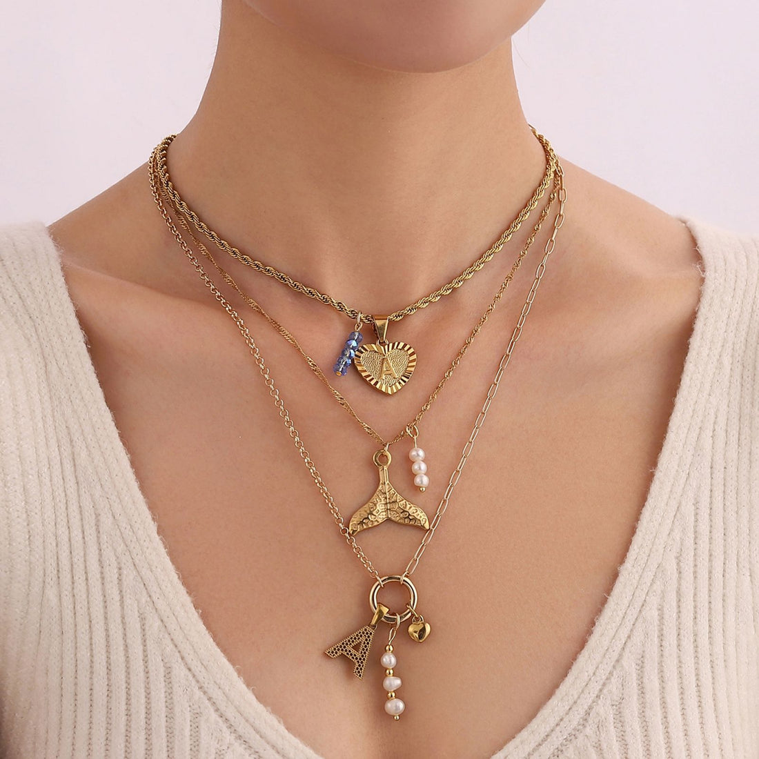 GOLD HEART INITIAL CHARM