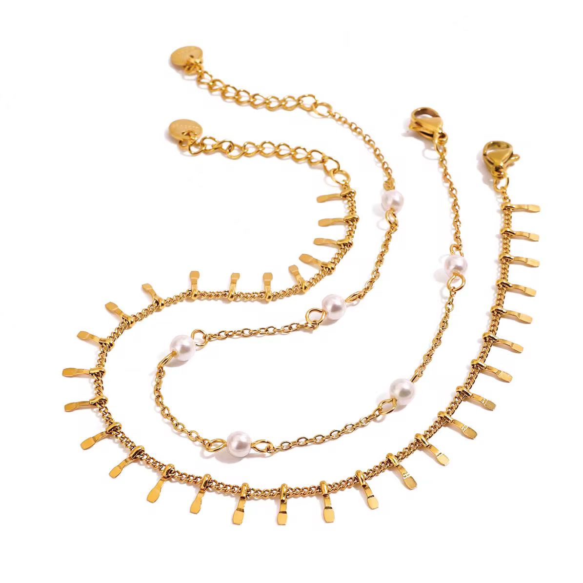 PEARL AND GOLD ANKLET SET