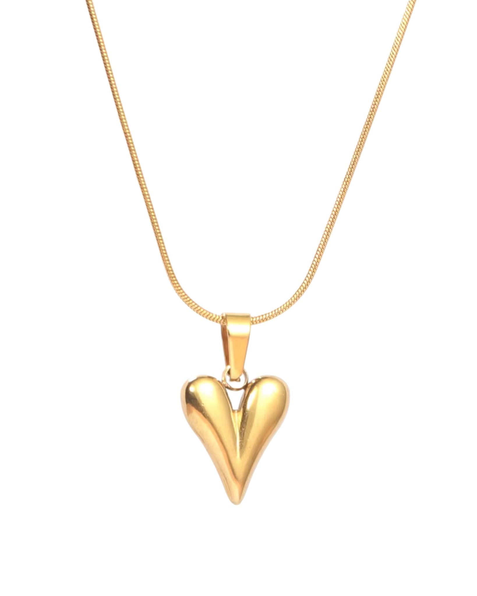 GOLD HEART CHARM NECKLACE