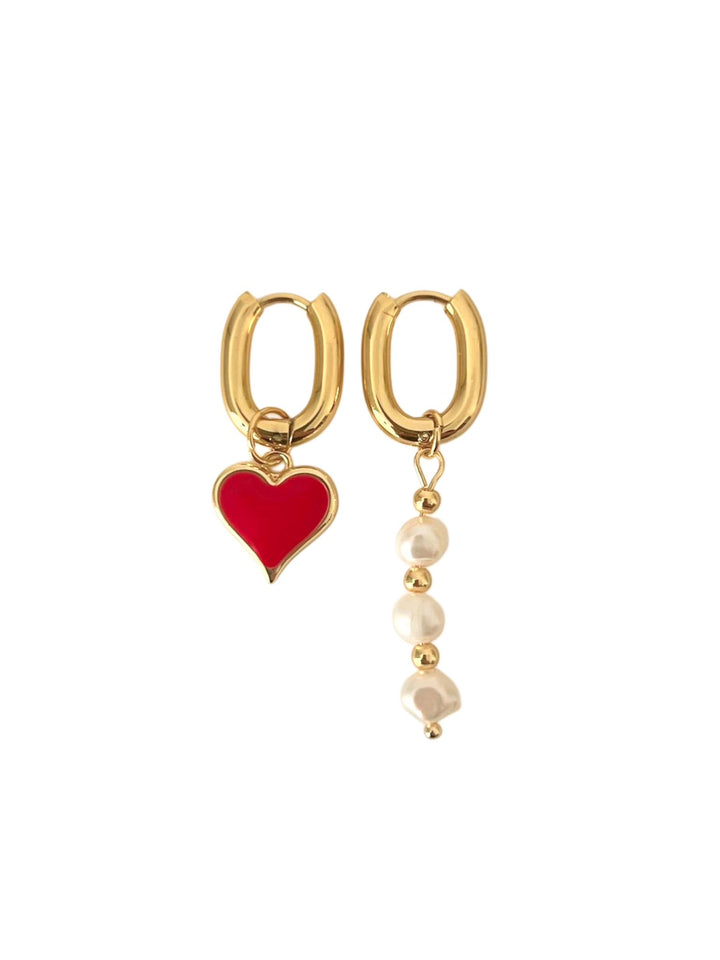 PEARLED IN RED EARRINGS