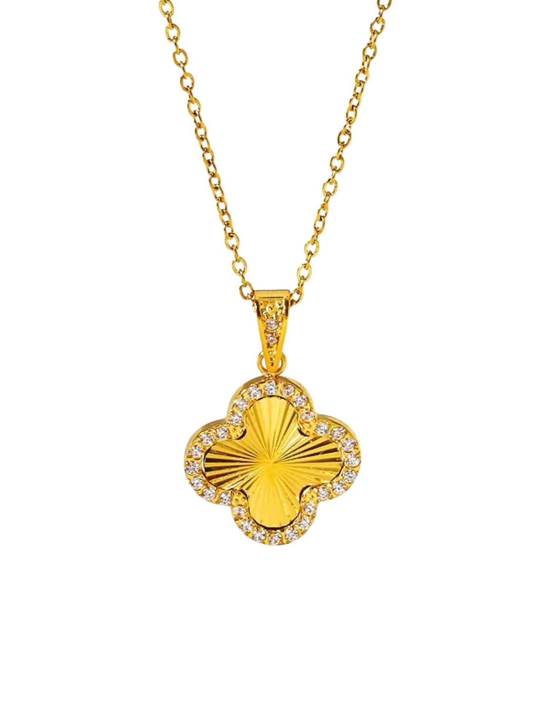 GOLD ZIRCON CLOVER NECKLACE