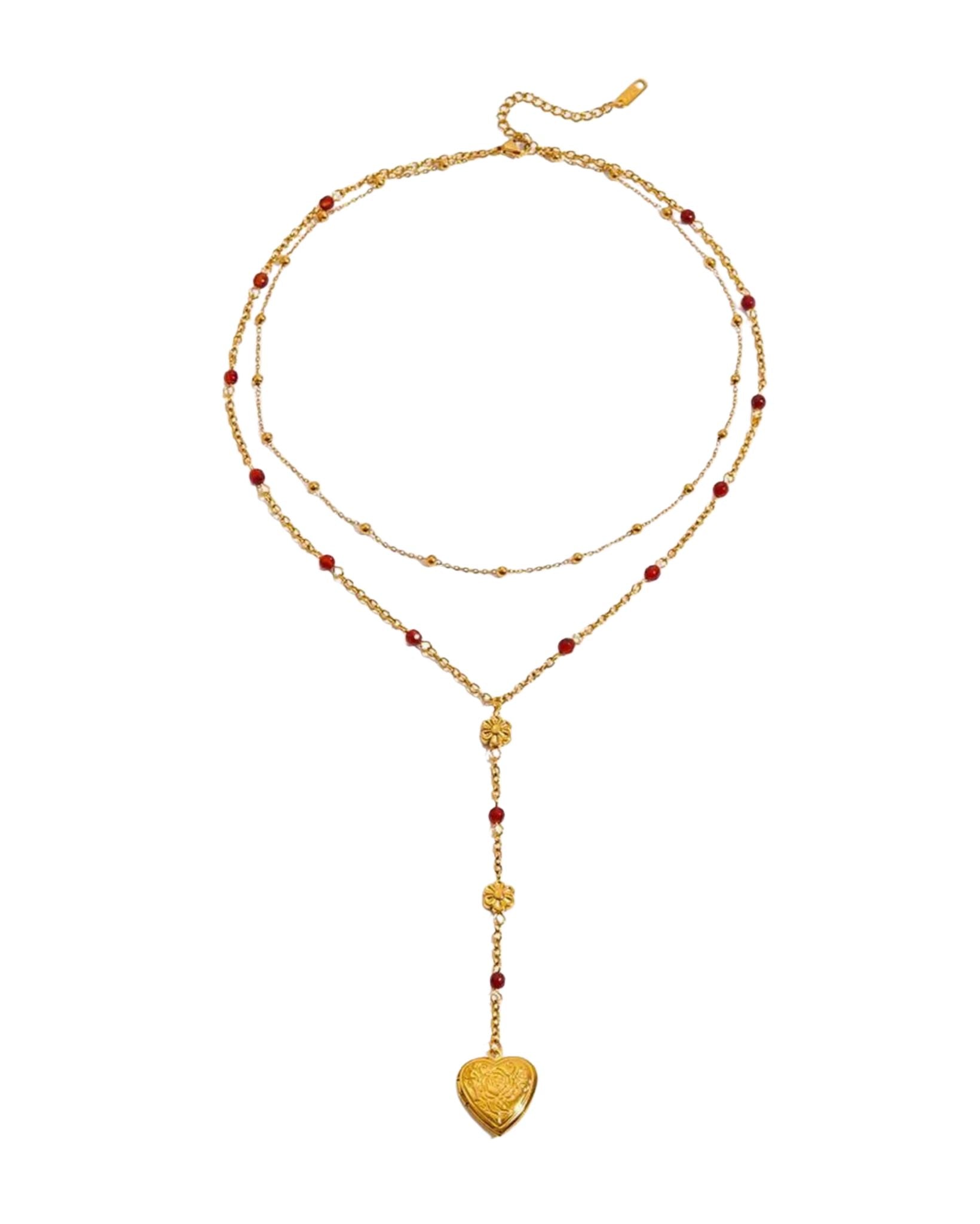 Gold necklace with heart pendant for her