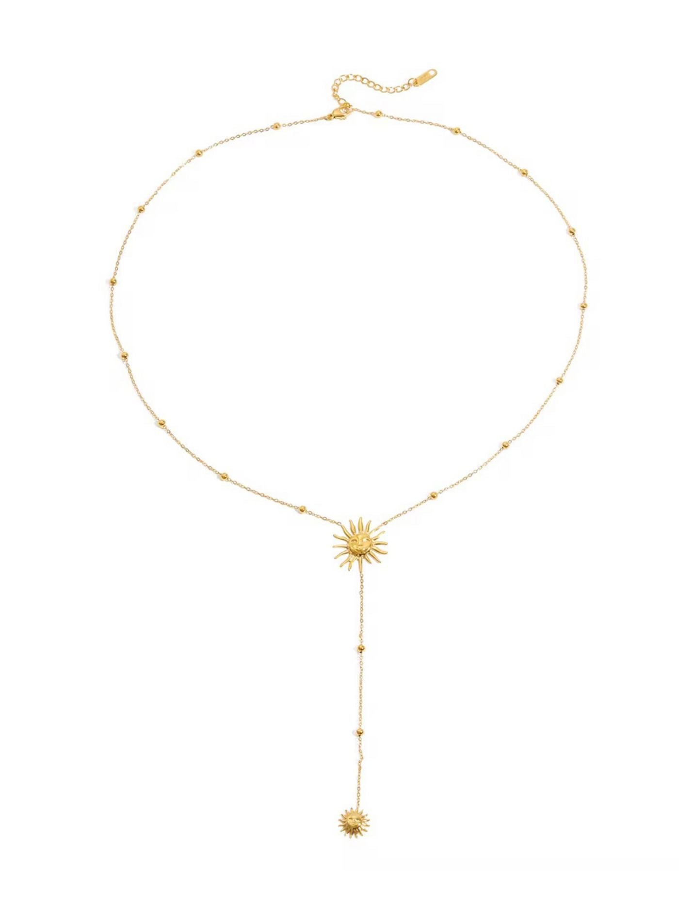 Gold necklace with sun pendant for her