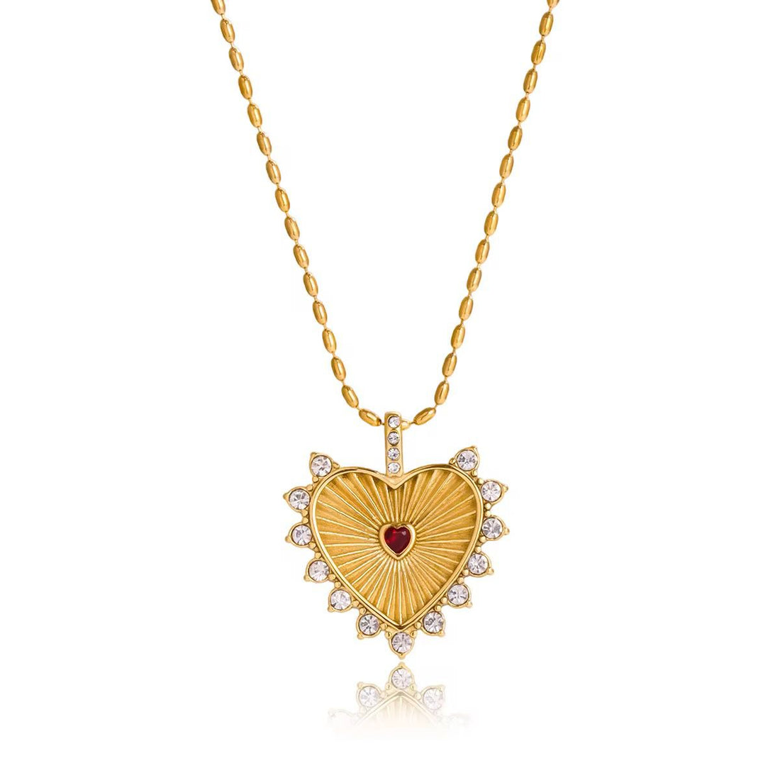Stainless steel heart necklace with small stones for her