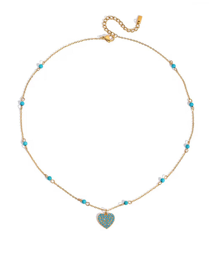 Necklace with a blue heart-shaped pendant for her