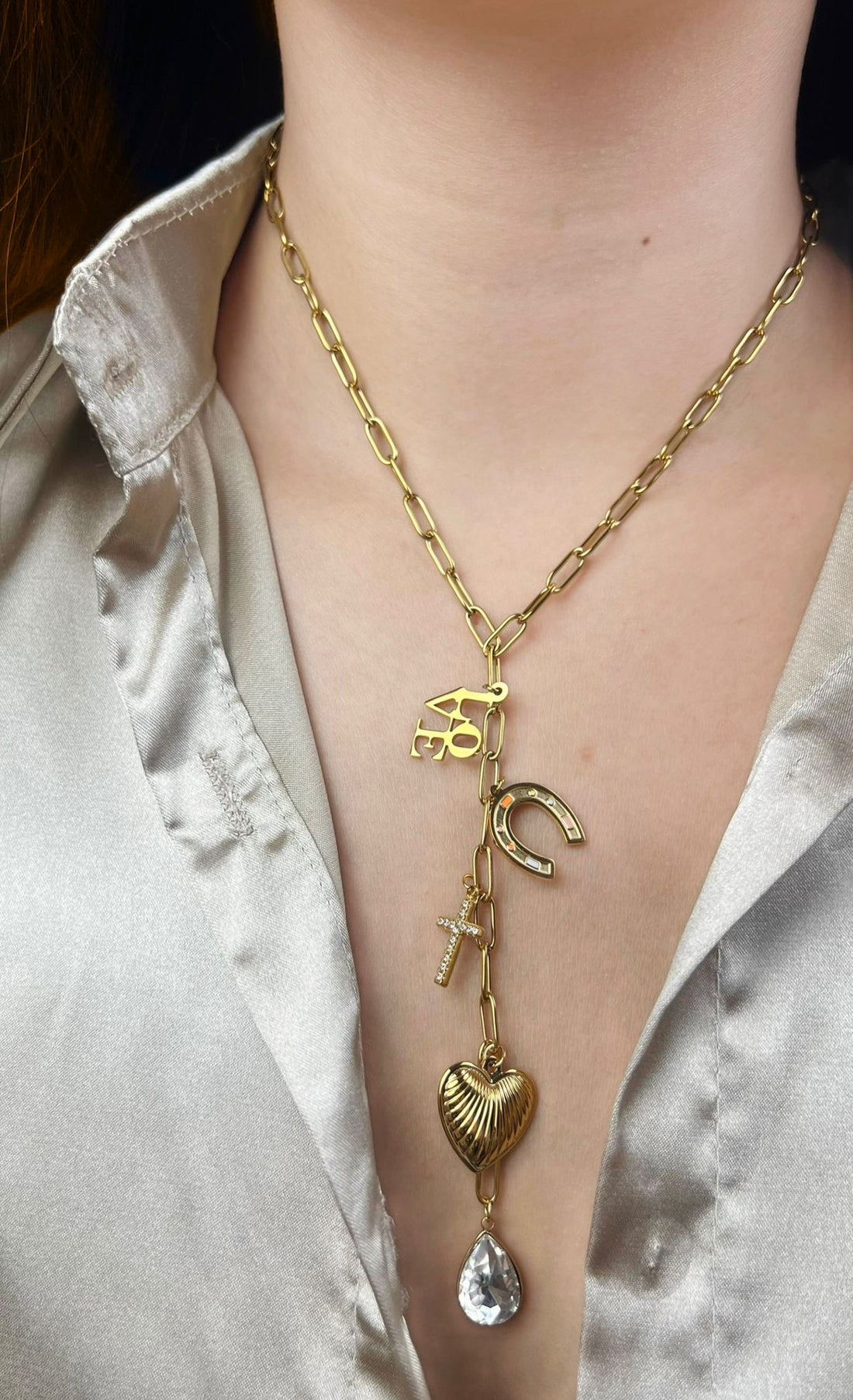 Designer gold long necklace for her 