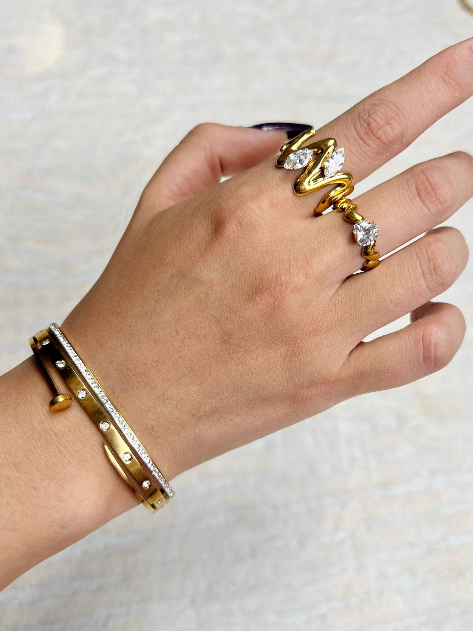 Designer nail design gold bracelet for her