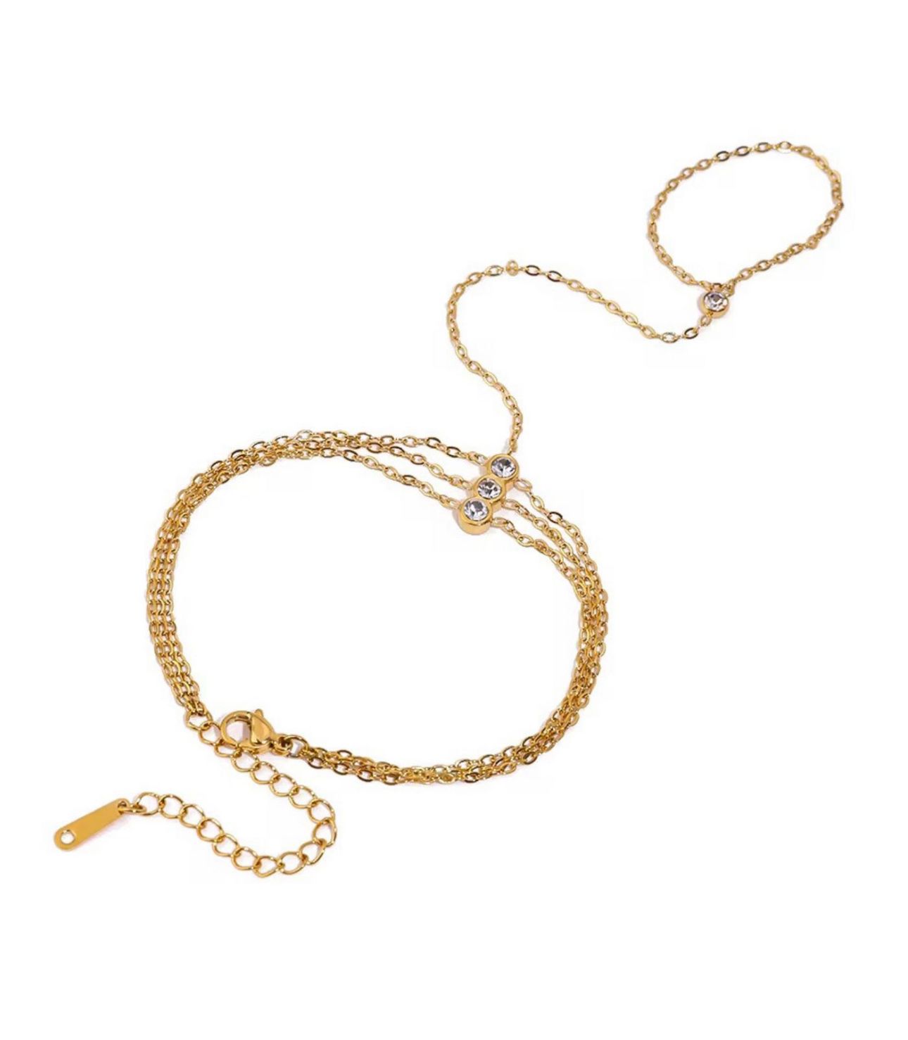 Gold chain bracelet with small crystals for her
