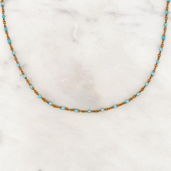 Necklace with gold chain and turquoise beads for her