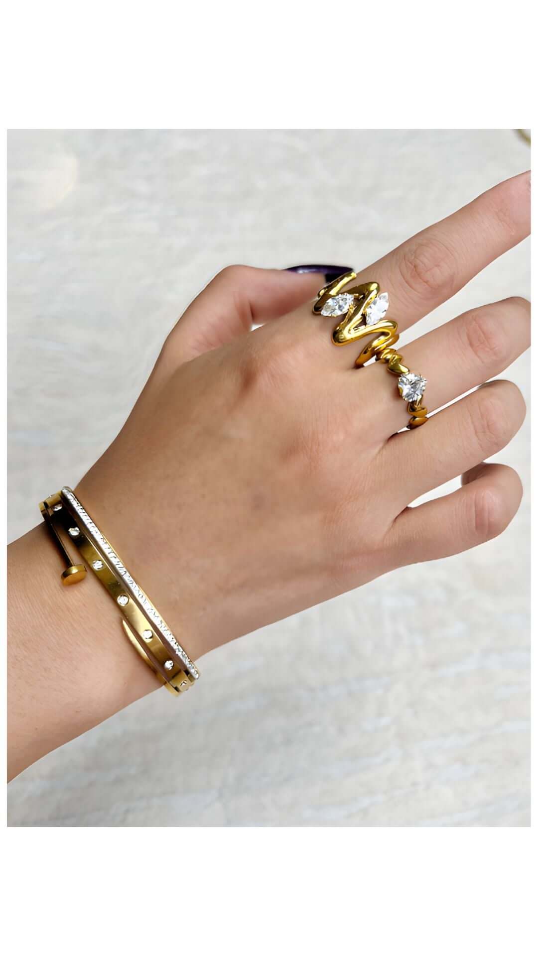 Premium design stainless steel gold ring for her