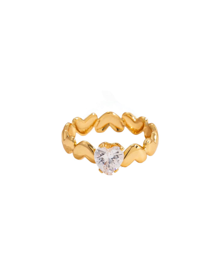 Gold ring with a heart-shaped gemstone for her