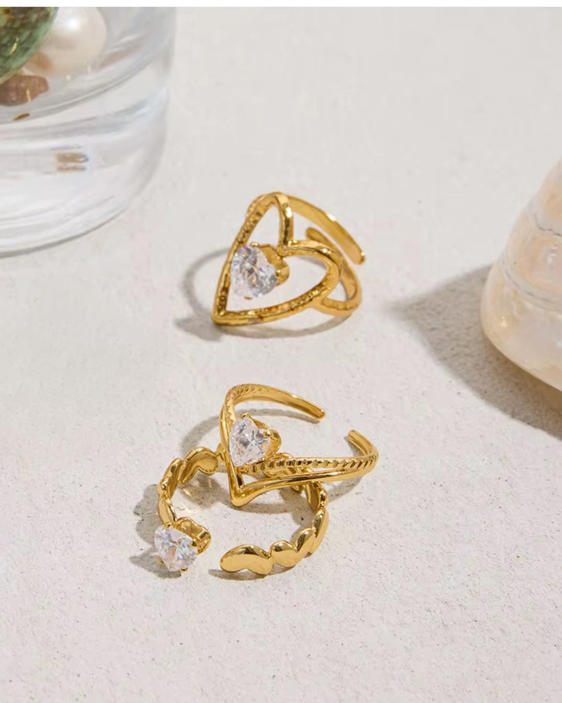 Designer heart shape golden ring for her