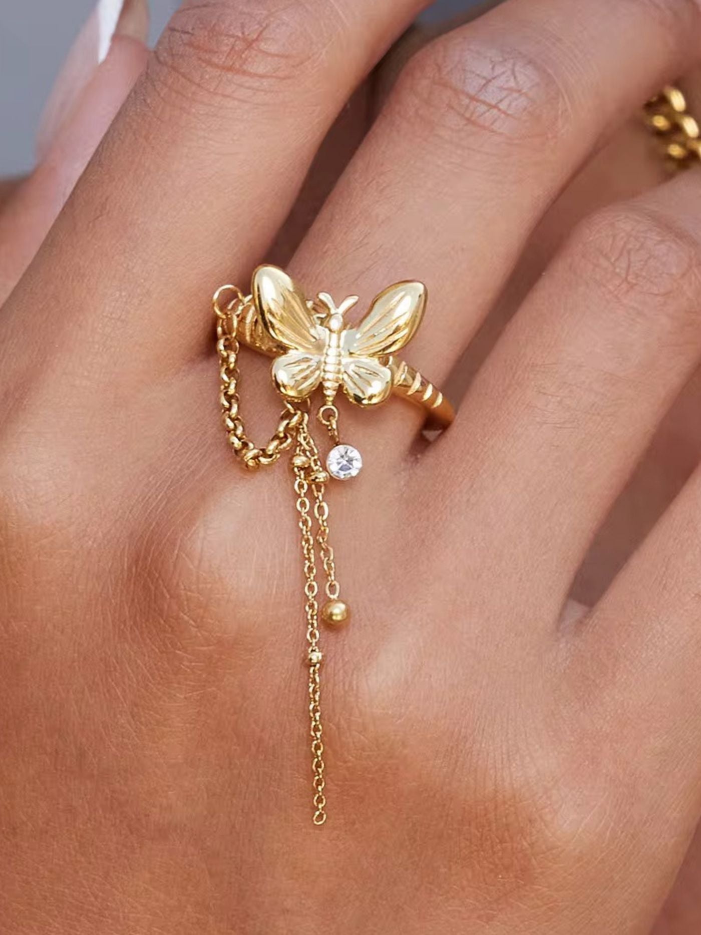 Designer gold butterfly ring for her