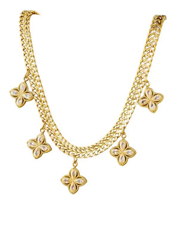 Gold necklace with flower pendants for her