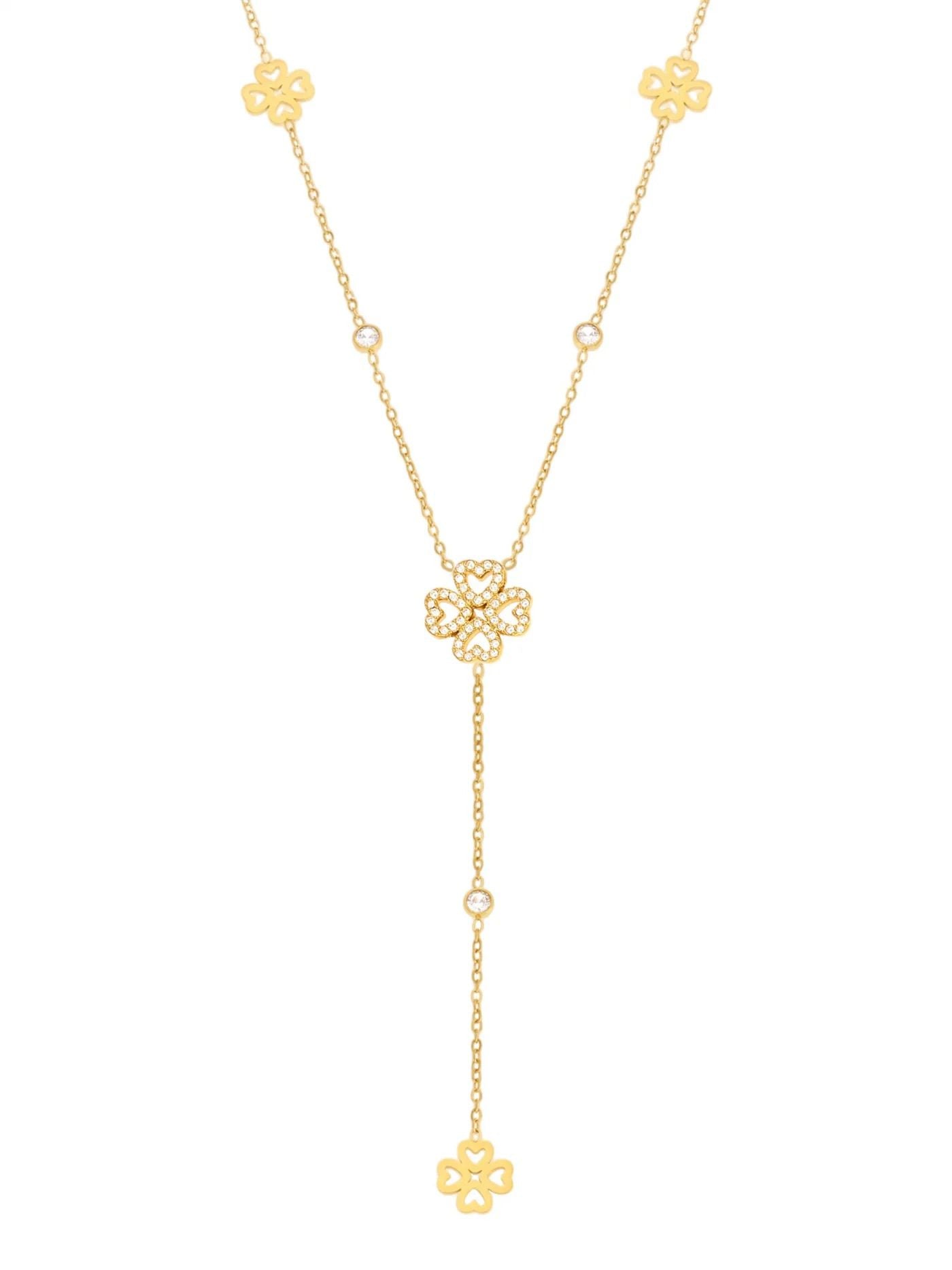 Gold necklace with floral pendants for her