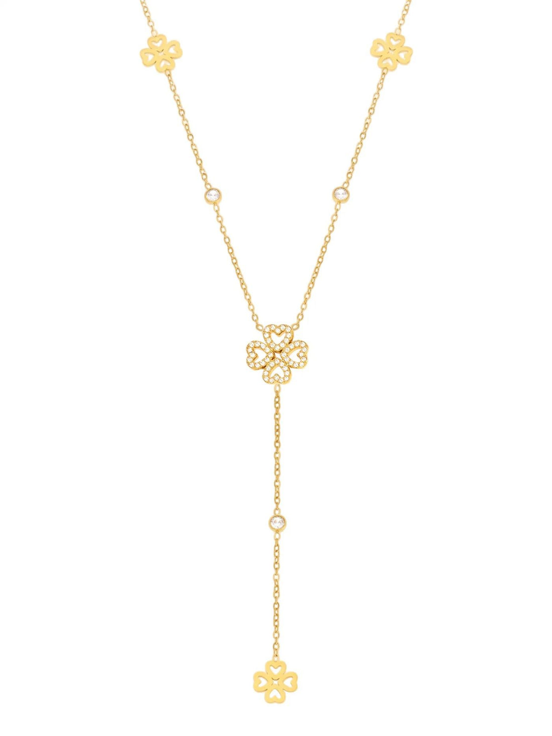 Gold necklace with floral pendants for her