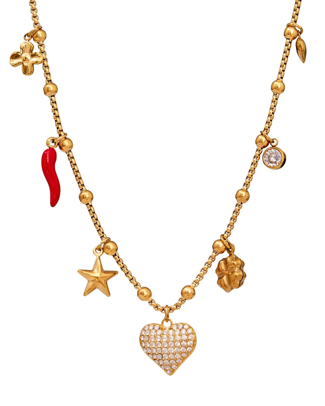 Gold necklace with charms for her