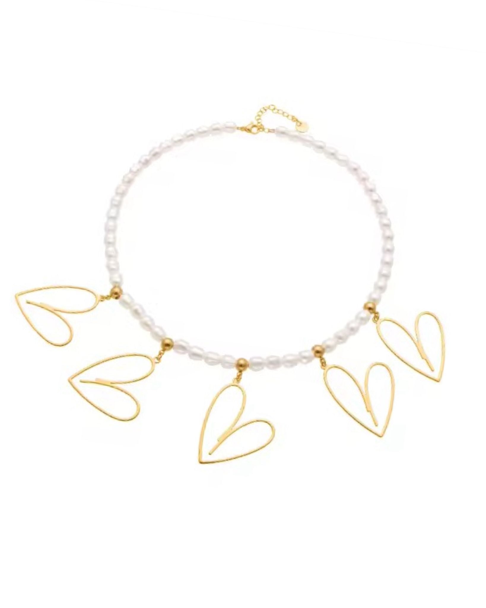 Necklace with gold heart pendants for her