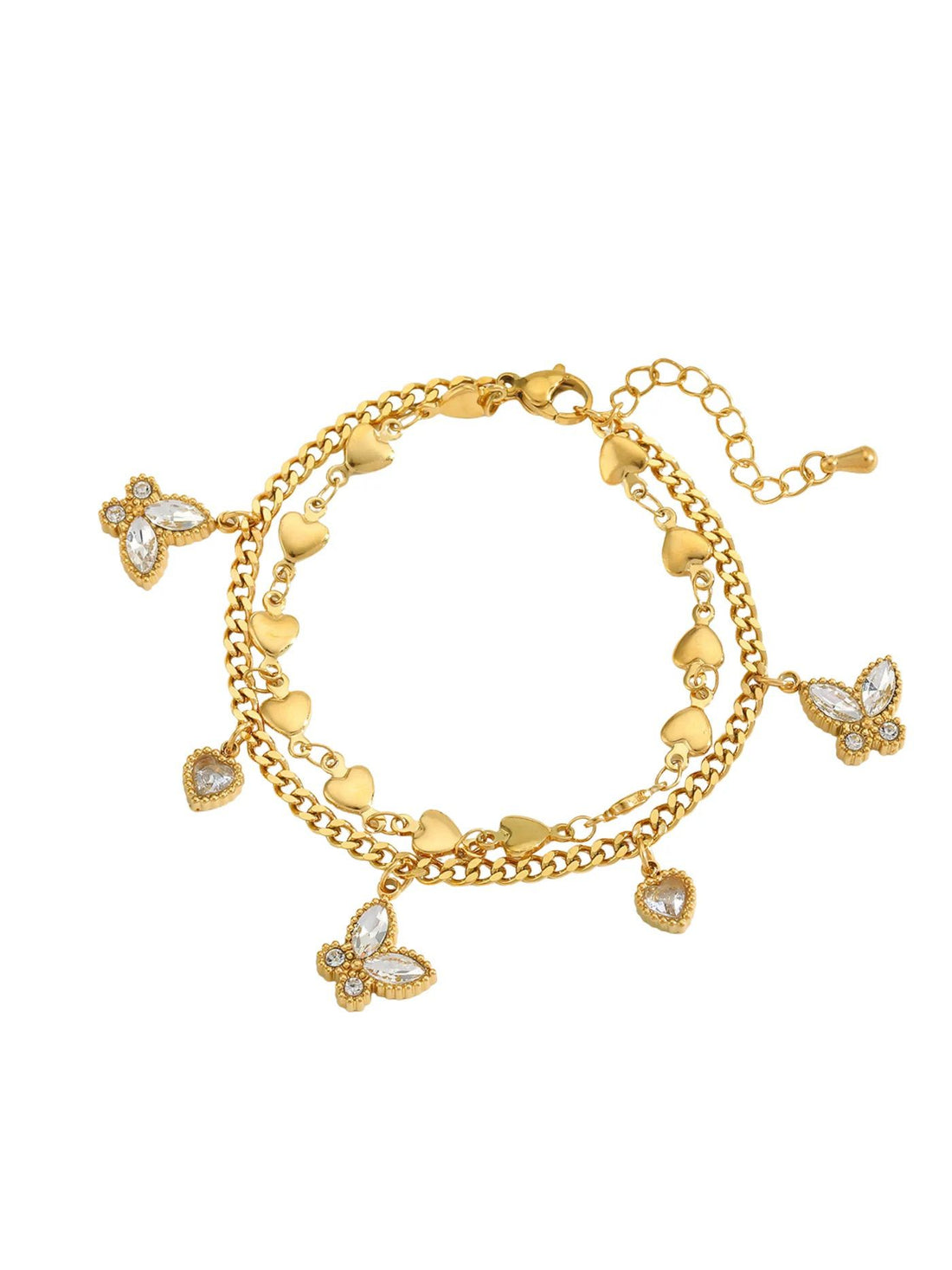 Gold bracelet with butterfly charms for her