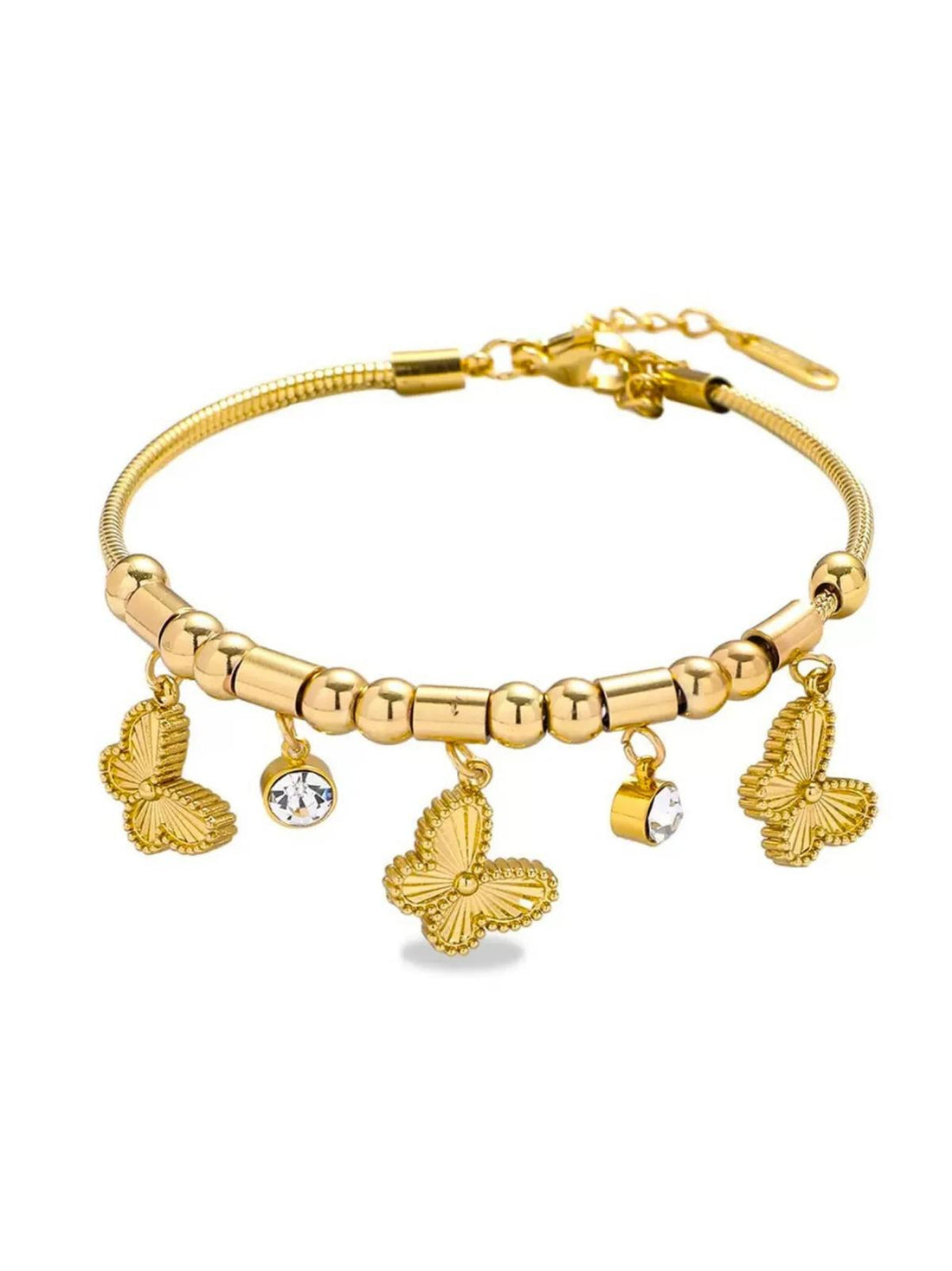 Gold bracelet with butterfly charms for her