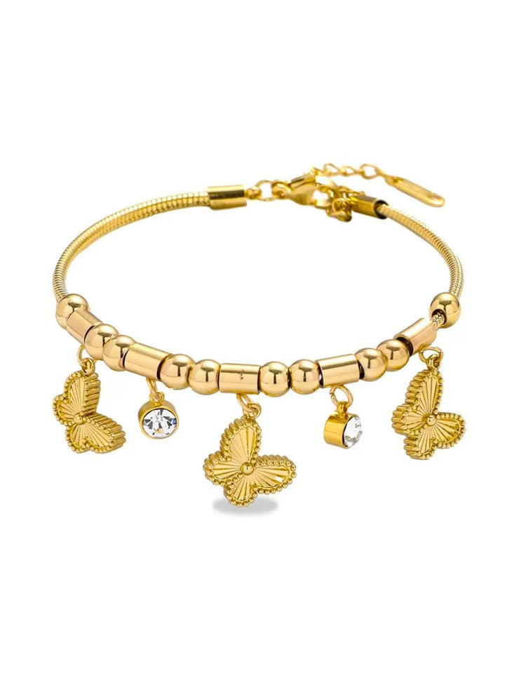 Gold bracelet with butterfly charms for her