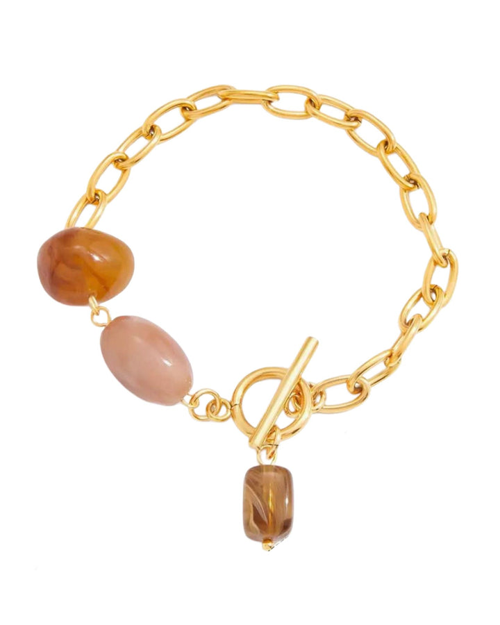 Gold chain bracelet with resin beads for her