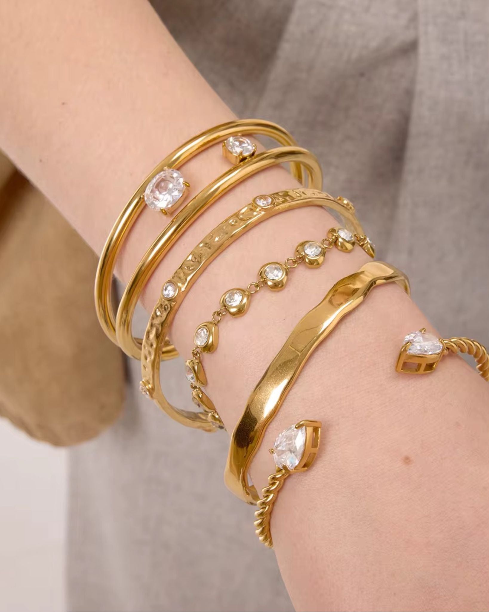 Designer bangle bracelet in gold for her