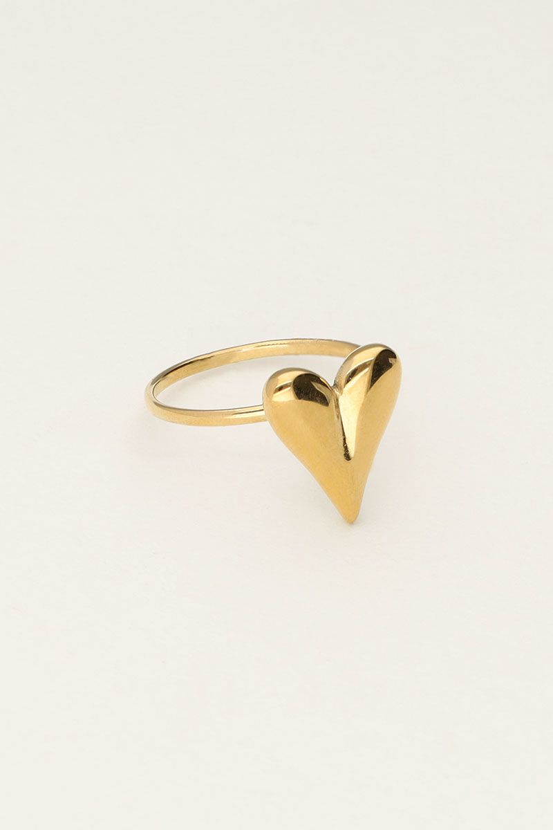 Adjustable gold ring with heart shape for her