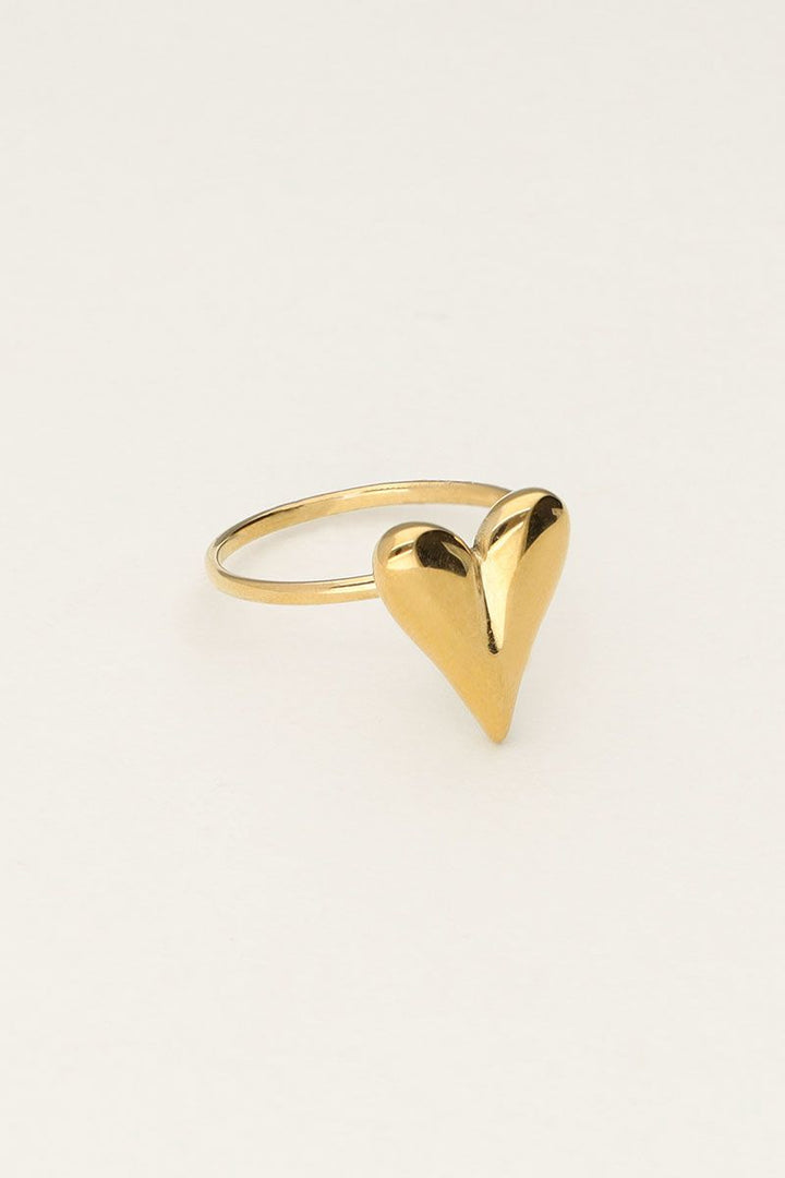 Adjustable gold ring with heart shape for her