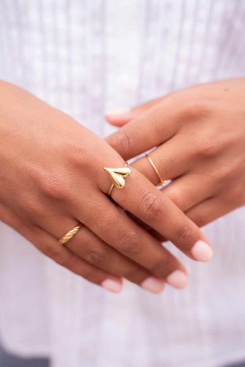 Heart shape gold plated ring for her