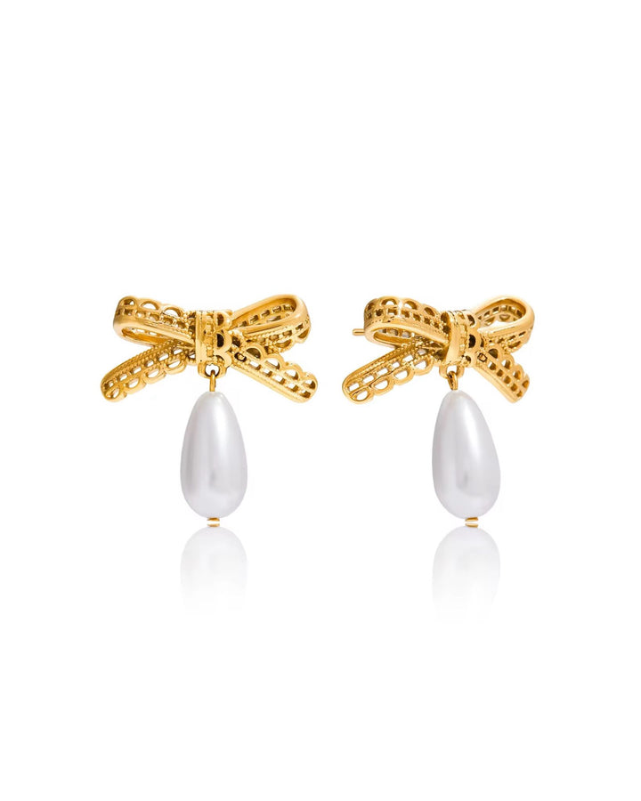 PEAEL AND BOW EARRINGS