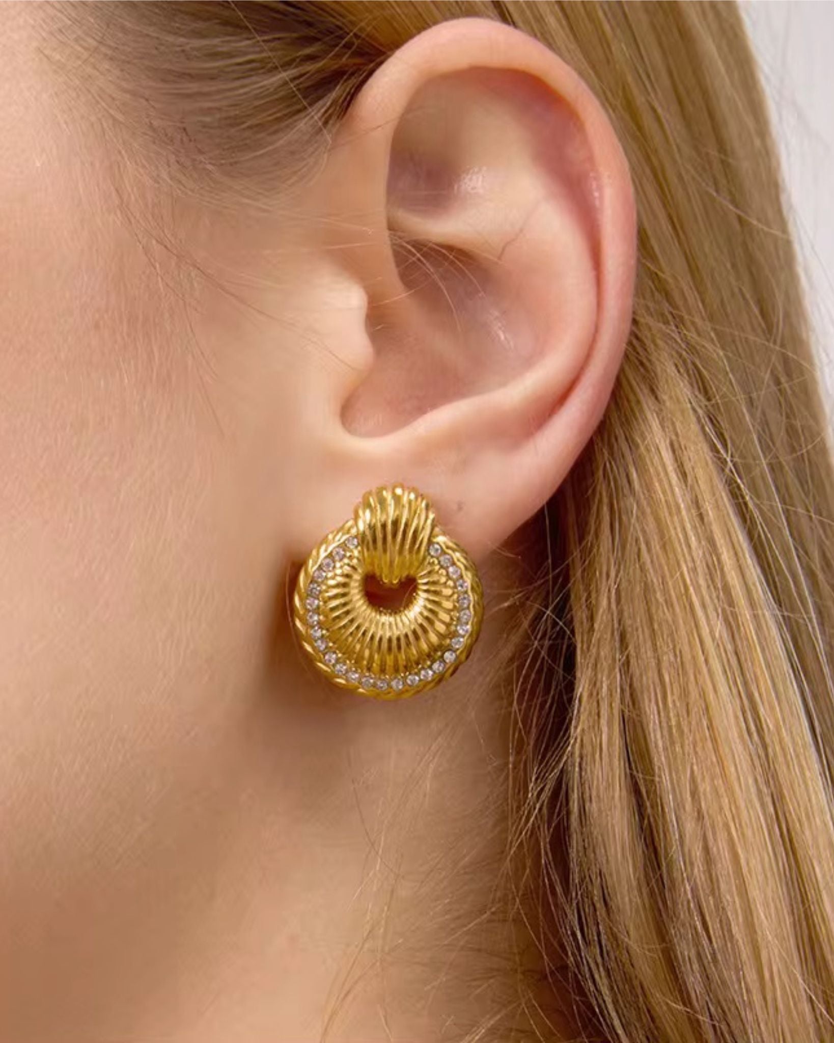 Stainless steel drop earrings in golden finish for her