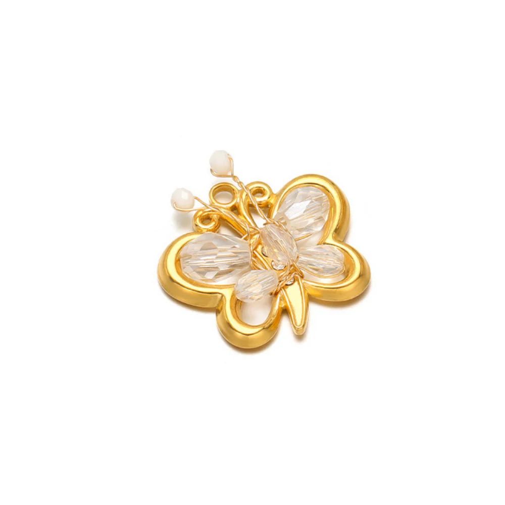 Gold butterfly charm with clear gemstones for her